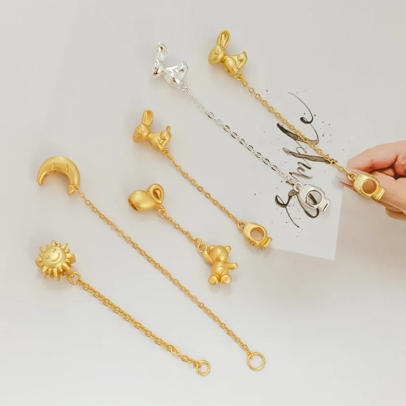 

Аксессуары Песочное золото 18 карат Луна, Солнце, Кролик, Редис, Подвеска из бисера с большим отверстием, Браслет из бисера, Бусины-разделители, Матовое золото своими руками