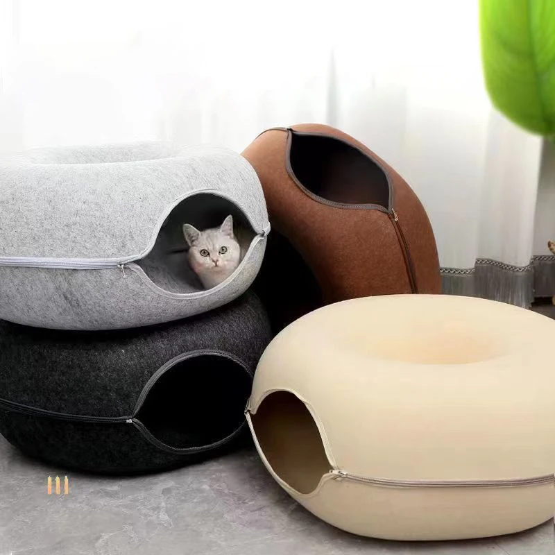 Donut Cat Bed Pet Cat Tunnel Interactive Game Toy Cat Bed Dual-use Indoor Toy Kitten Sports Equipment Cat Training Toy Cat House