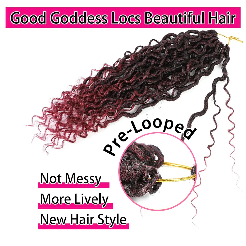 1/8 팩 곱슬 가발 크로셰 헤어 여신 스타일 크로셰 헤어, 히피 스타일, 보헤미안 스타일 합성 브레이드 헤어 익스텐션