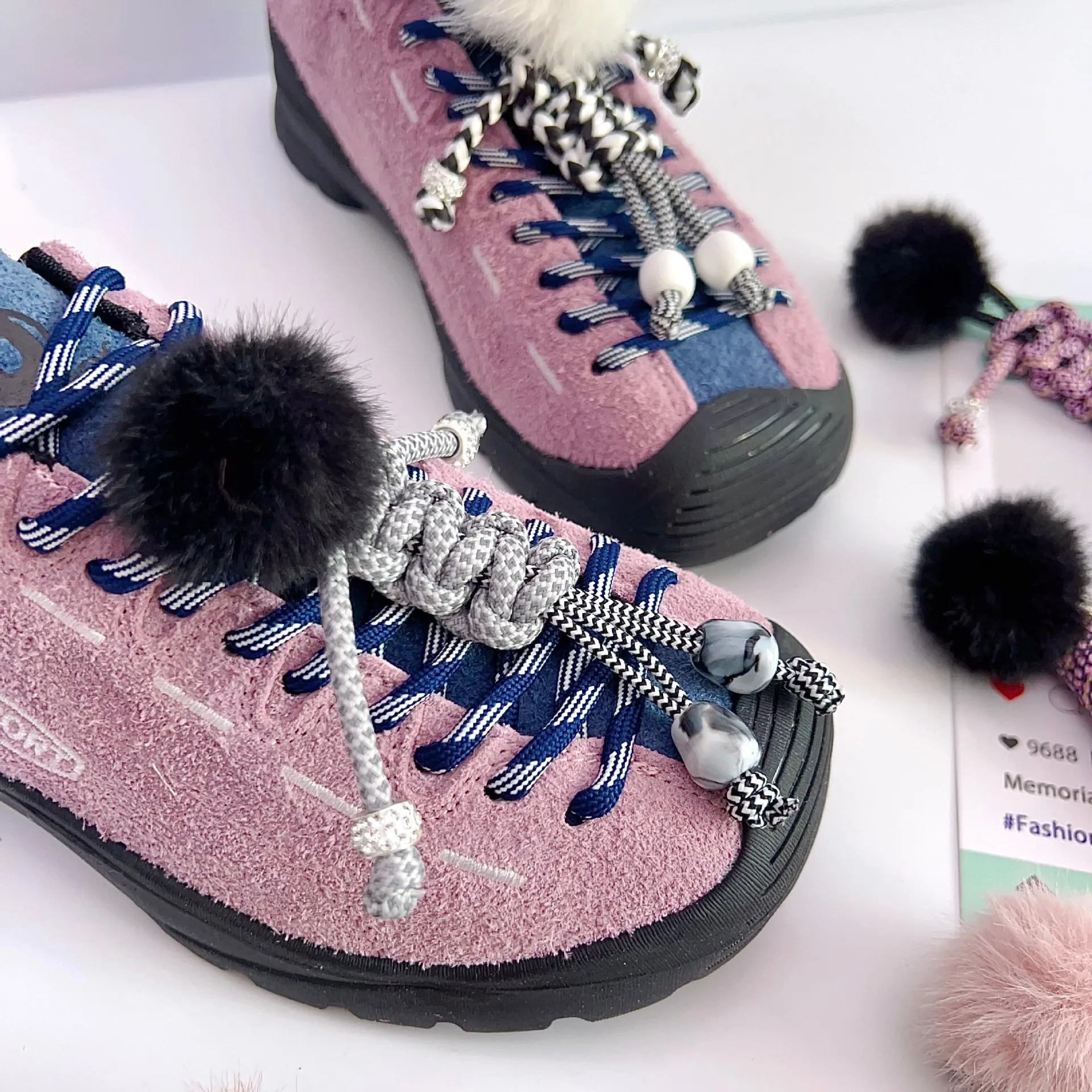 Cute Pom-pom Ball Shoe Charms Woven Rope Pendants DIY Accessories Handmade Braided Miu Style Decorative for Shoes Clothes Bags