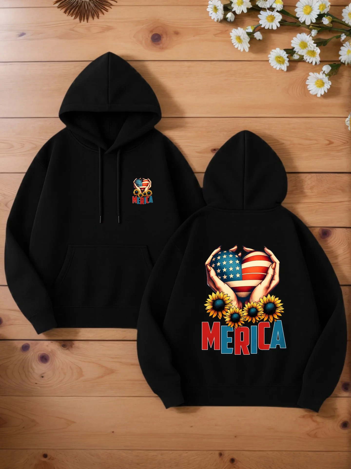 هوديي جرافيك للرجال، أمريكا - طباعة تحت عنوان، نمط كاجوال، قماش ناعم، للارتداء اليومي للرجال