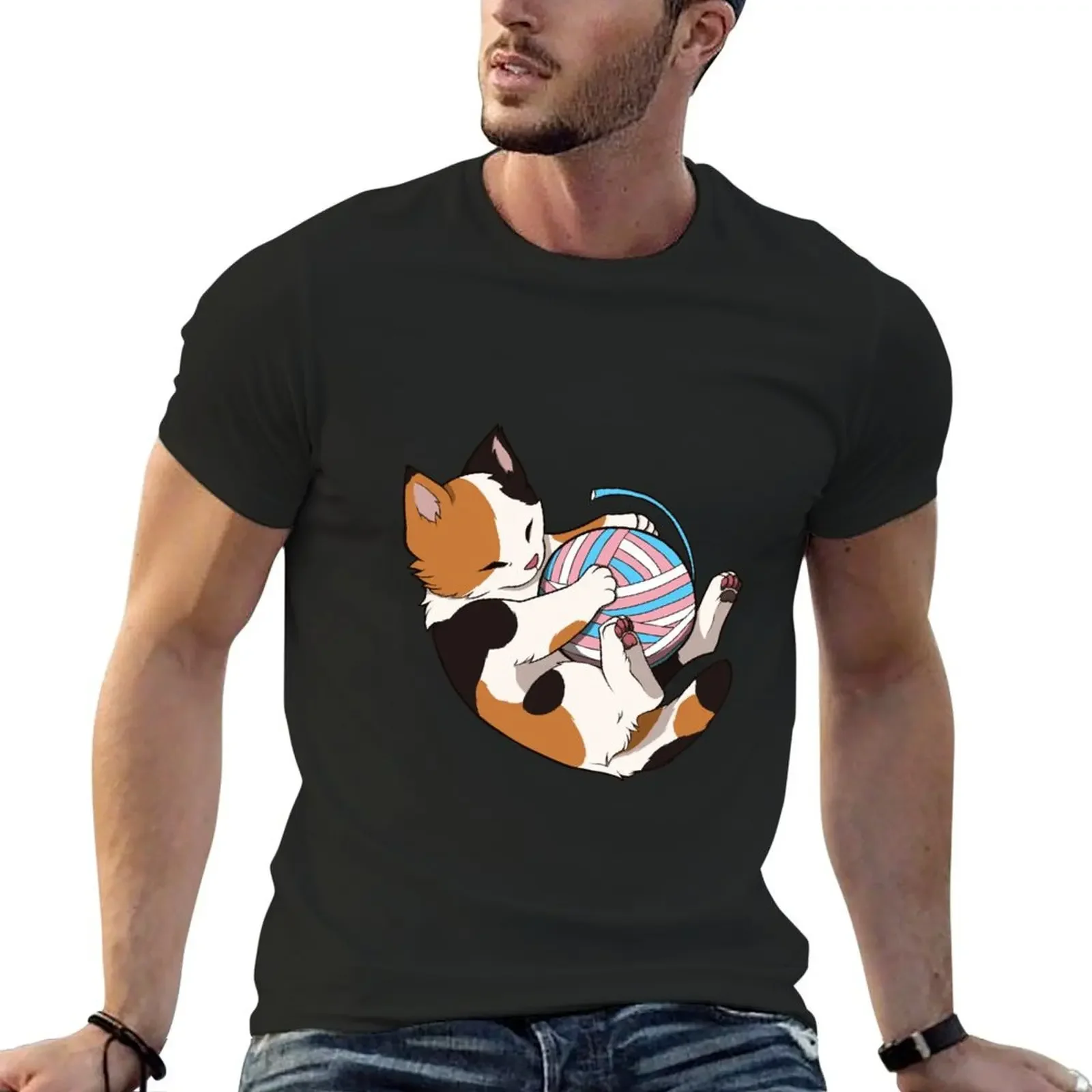 

Transgender Pride Calico Cat T-Shirt graphic t shirt vintage luxury designer t shirts for men cotton