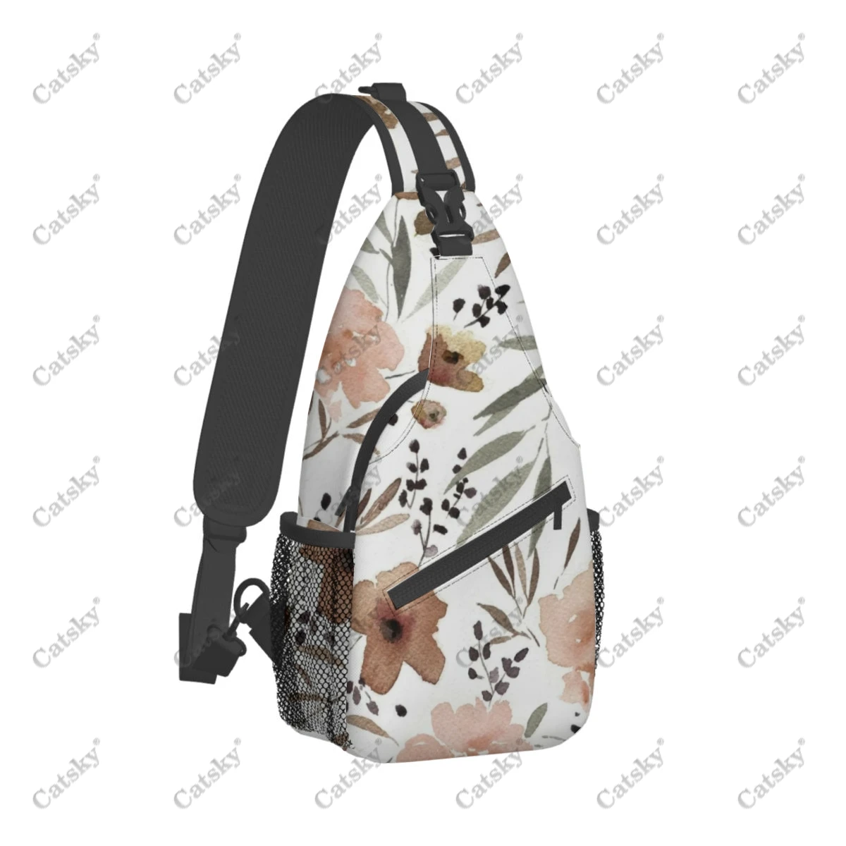 Bolsa de peito cruzada para homens e mulheres, mochila ajustável, estampa floral, viagem, caminhada, diagonal