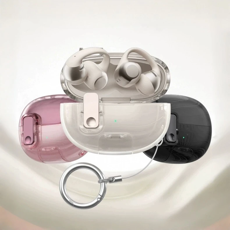 Modische Kopfhörerhülle für Shokz OpenDots ONE E310/OpenDots2 kabellose Ohrhörer, stoßfeste TPU-Schutzhülle mit Reinigungsstift