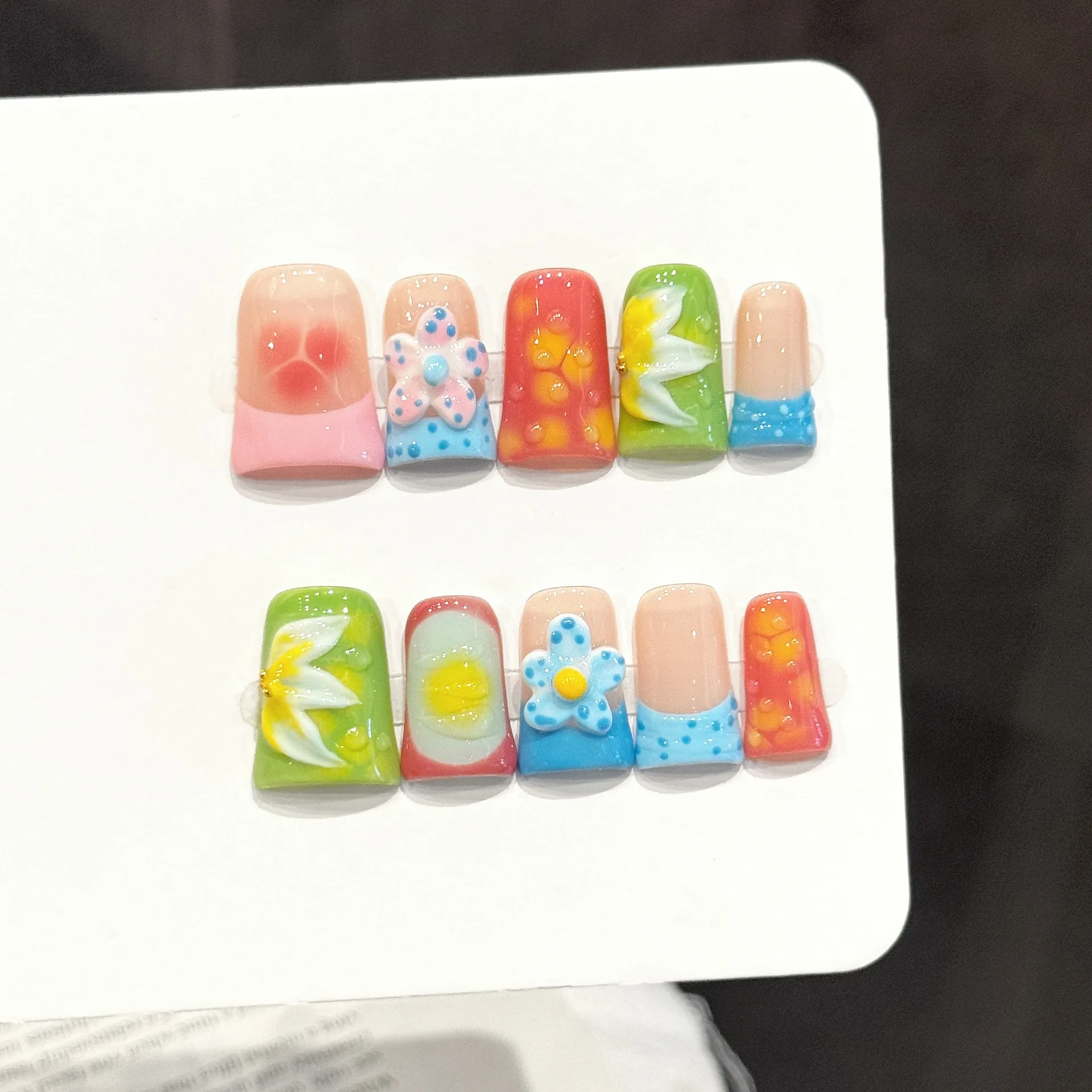 10PCS Duck Handmade Press On Nails,Fresh Style,Suitable For Festivals Parties And Daily Wear.