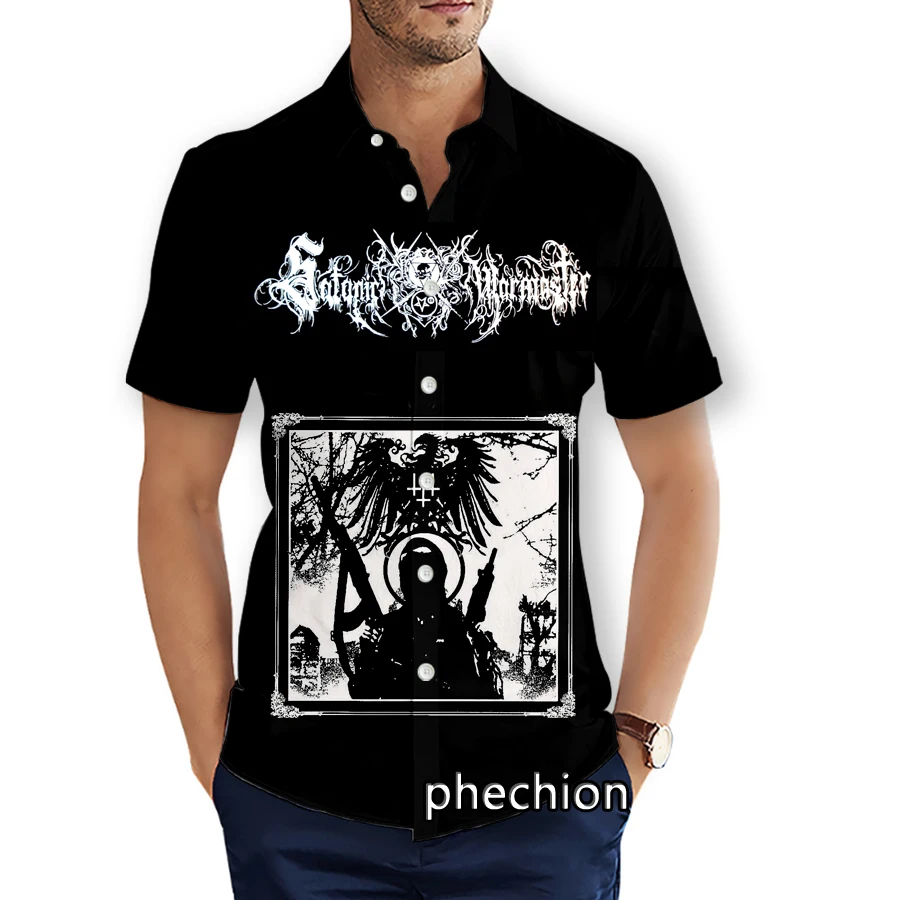 Phechion męski z krótkim rękawem koszule plażowe Satanic Warmaster Band 3D Print koszule na co dzień moda Streetwear męskie topy X284