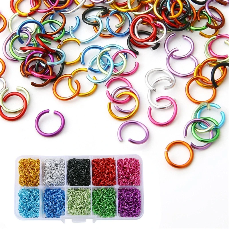 

2250Pcs/Box 6mm Aluminum Open Jump Rings 10 Colors Connecting Rings Jewelry Accessories for DIY Necklace Pendant Making Supplies