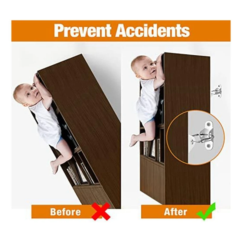 10 ชิ้น Anti-Tip เฟอร์นิเจอร์ Anchor สําหรับเฟอร์นิเจอร์ Dresser Wall Safety Anchor เฟอร์นิเจอร์ Fastener Wall C