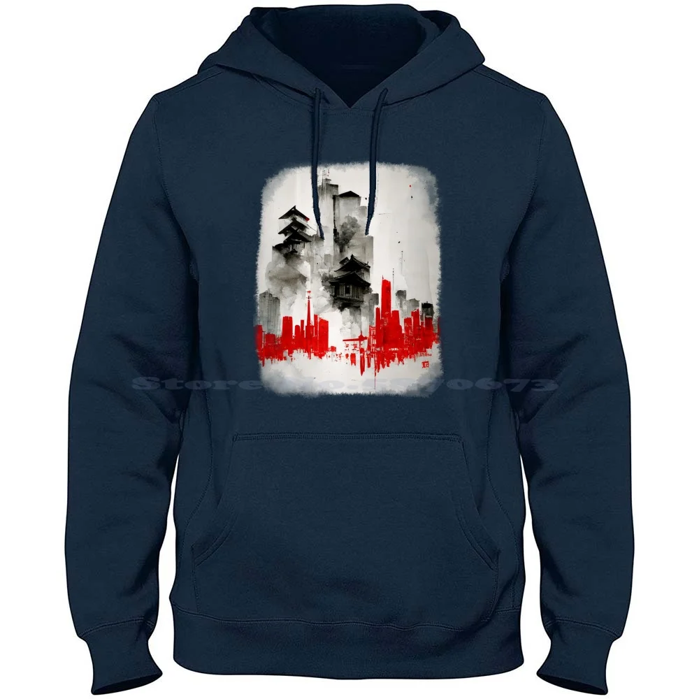 Tokyo 100% Pure Cotton Hoodie Tshirt Tokyo Japan City Cosmopolitan Abstract Art Watercolor Travel Emblematic Buildings