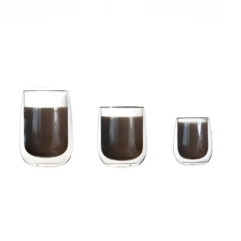 New Style Office Tea Cup Creative Insulated Double Wall Glass Mugs Thermal Glass Cup Glasses with Double Bottom Breakfast Coffee