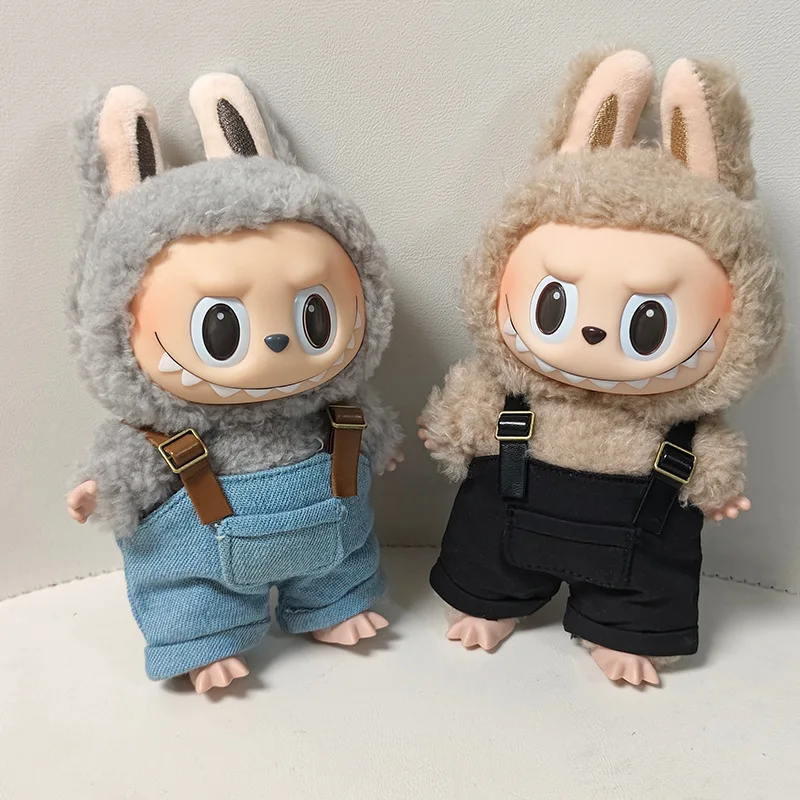 2025 في المخزون 17 سنتيمتر Labubu الملابس موضة لطيف بذلة مخصصة الملابس والاكسسوارات مخطط متماسكة قاعدة قميص Labubu لعبة هدية #2