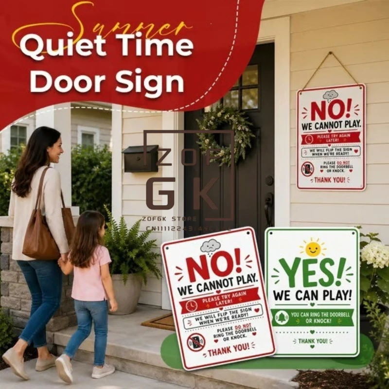 Panneau de porte métallique réversible amusant pour moments de calme - Laissez la porte parler, panneau double face « Ne pas déranger, veuillez frapper »