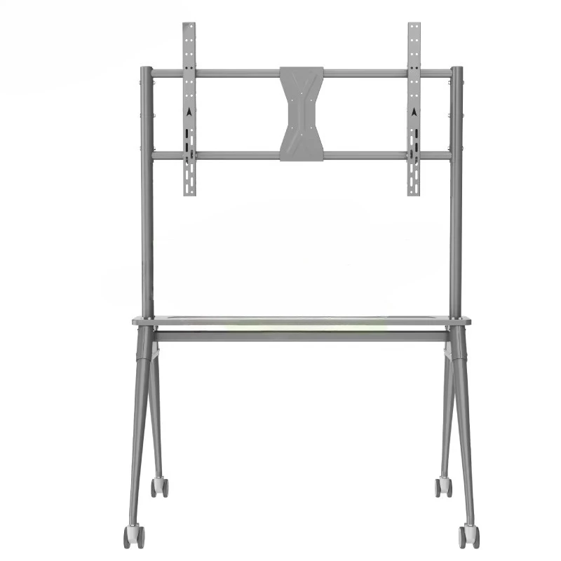 TV Cart Rolling Floor Stand Lockable Wheel Adjustable Cart 55-86 Inch Interactive Whiteboard TV Display Stand