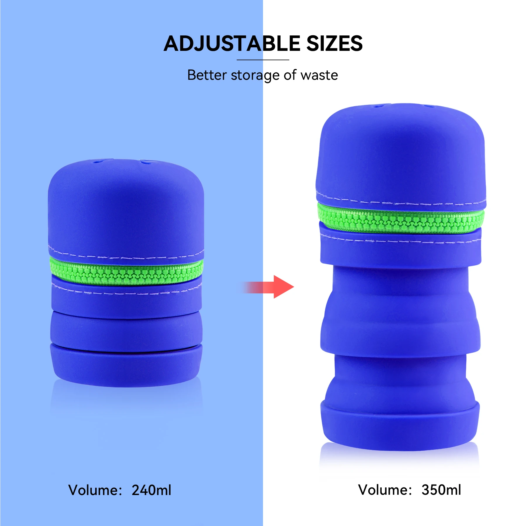 Składane silikonowe pudełka na muchy z zamkiem błyskawicznym Przenośny wielofunkcyjny kosz na śmieci Akcesoria wędkarskie z karabińczykami