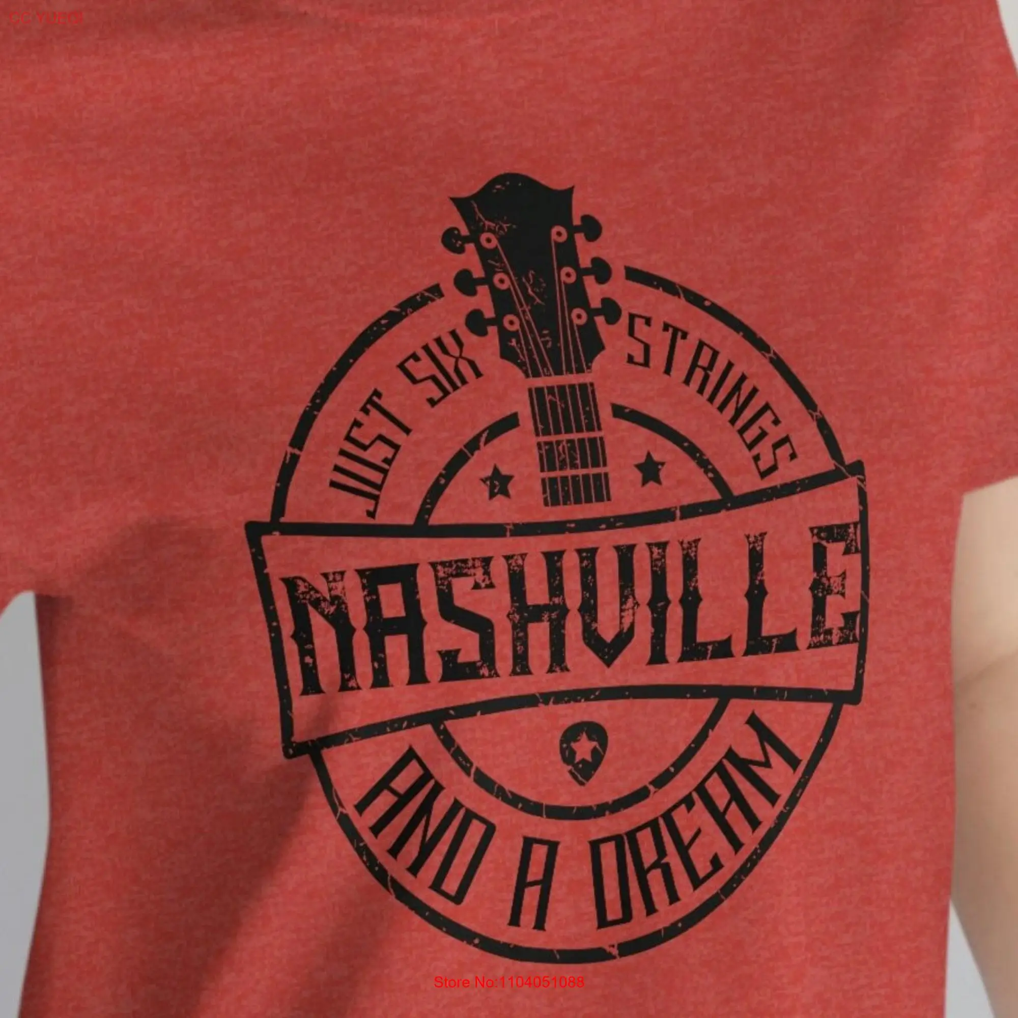 Music Nashville with 'Nashville Six Strings and a Dream Guitar T shirt' Vintage Design Premium Comfort Ideal for Enthusiasts