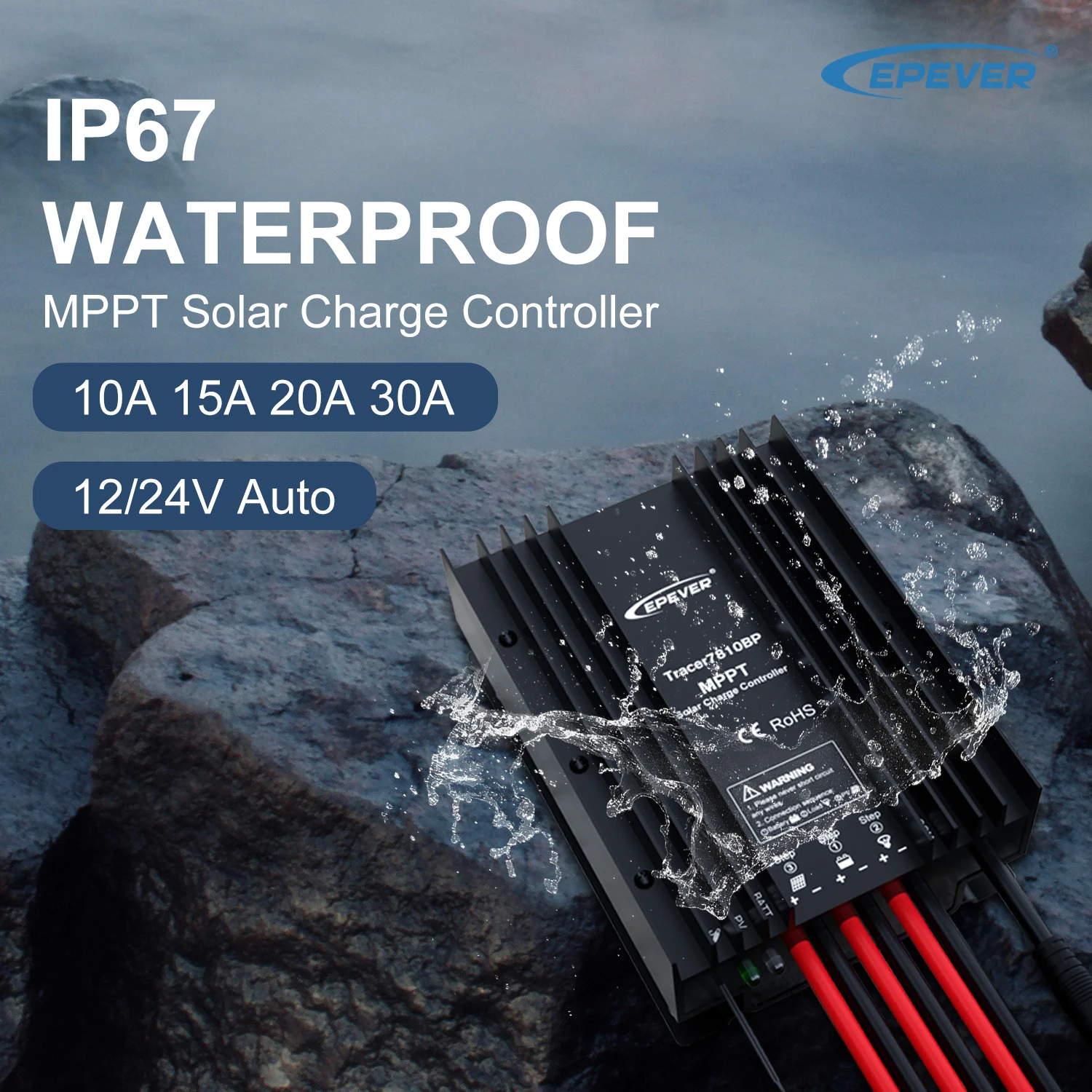IP67 waterproof 10A 30A MPPT Solar Charge Controller 12/24V auto RS485 communication Max PV 100Vdc