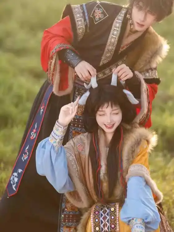 

New Exotic Tibetan Style Hanfu Women Couple Style Han Elements Song System Improve Travel Photograph National Dress Cospaly