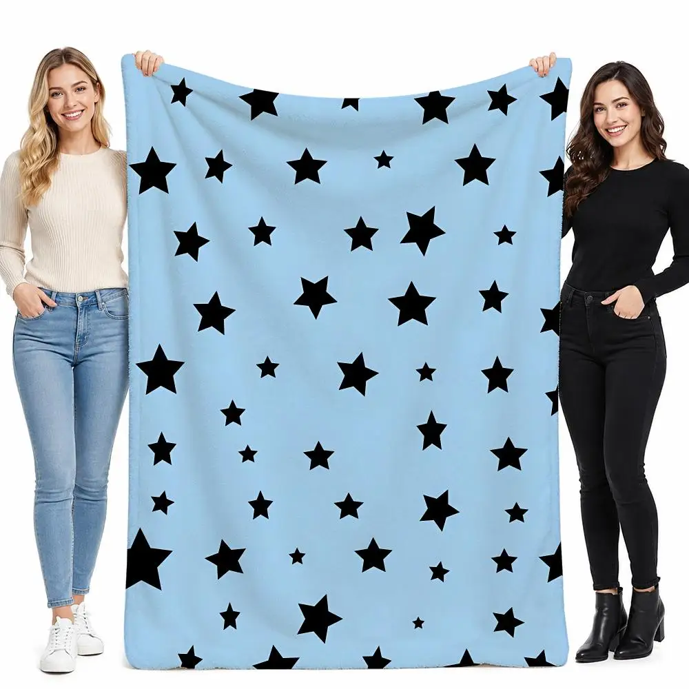 Dreamy Stars Gift for Girls Throw Soft Cozy Flannel Blanket for Couch Sofa Bed, Mid-Century Modern Art Lover Gift