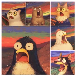 Screaming Animals 5D Diamond Painting Funny Animal Picture Mosaic Art DIY Rhinestone Cross Stitch Home Decoration
