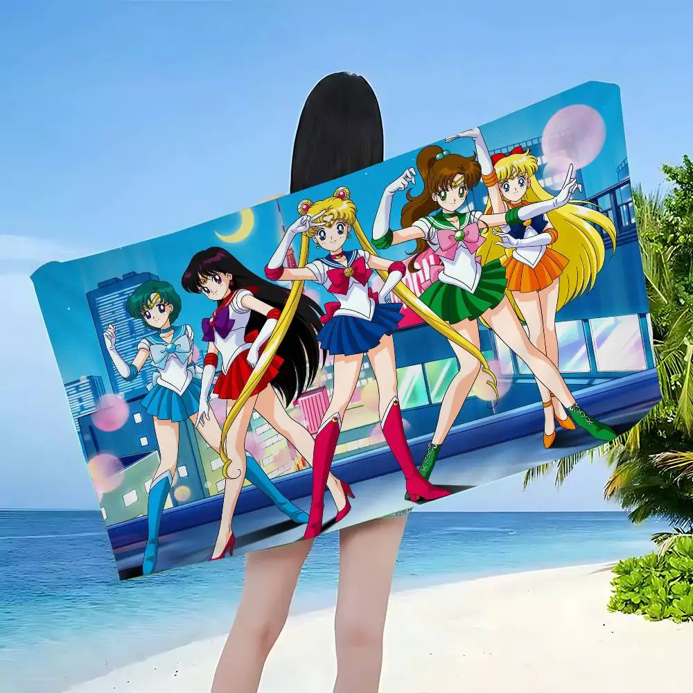 Anime Sailor Moon Microfiber Printed Beach Towel Mountain Climbing Yoga Beach Swimming Running Absorbent Soft Towel