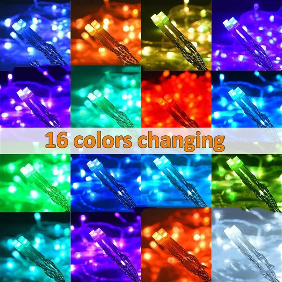 LED Christmas String Light 20M 200 Led RGB Changing Fairy Light Garland With Remote For Xmas Tree Wedding Party Holiday Decor