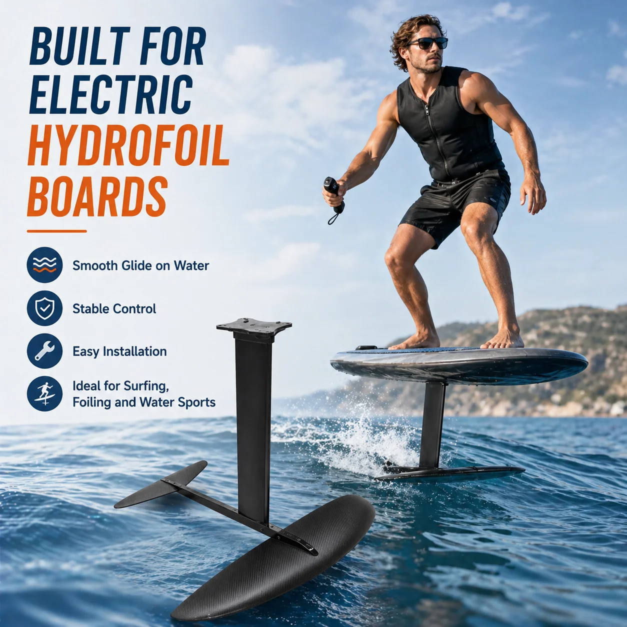 Efoil Board Foil Wing Carbon - مجموعة أجنحة هيدروفويل من ألياف الكربون