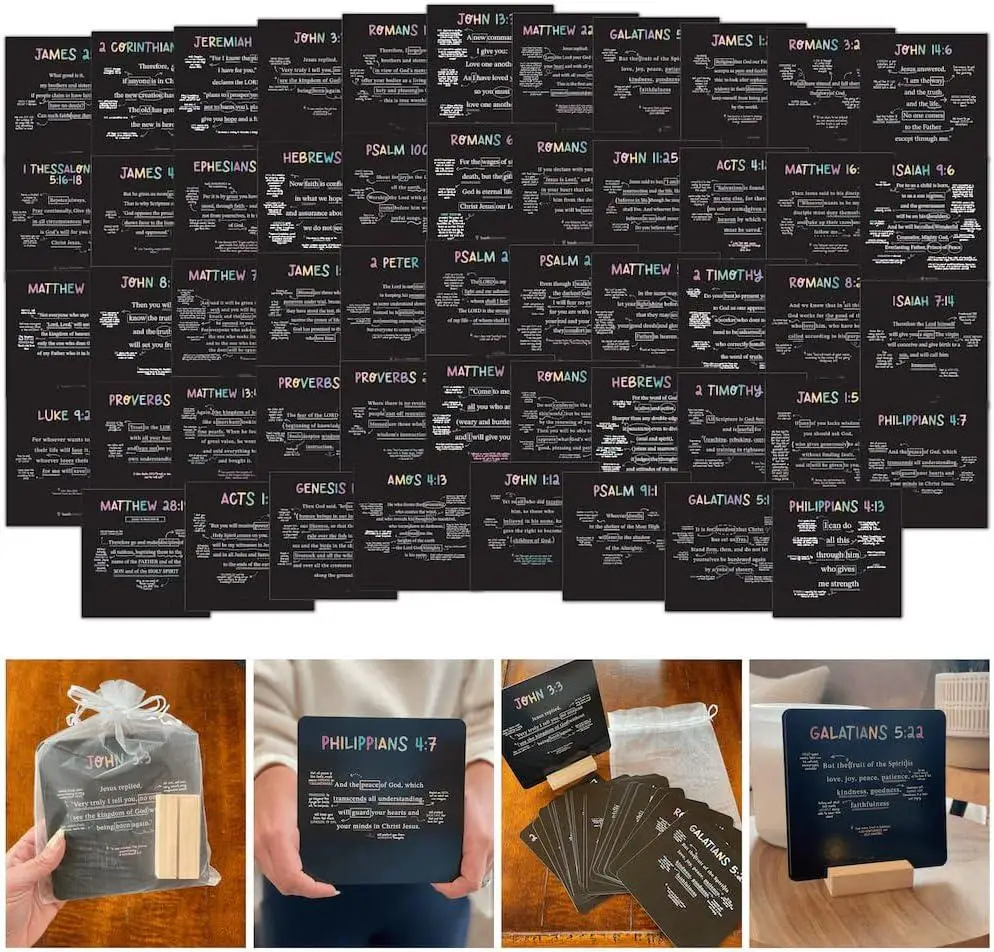 52 Scripture Cards Bible Verses for Each Week of The Year Bible Verse Memory Cards Sunday School Teaching Christian Bible Gifts
