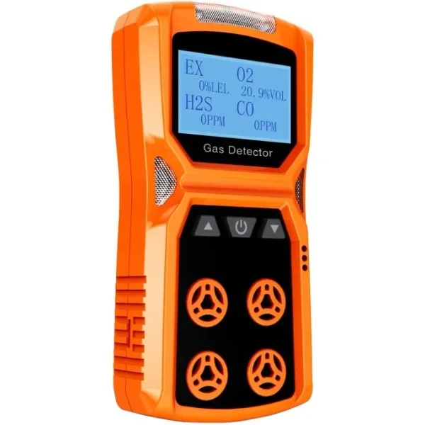 Gas Detector, CHNADKS 4 Gas Monitor H2S,O2,CO and LEL Multiple Indicator with Vibration, Audible, Visual 4 Gas Monitor Personal