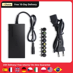 96W Universal Laptop Power Charger AC Adapter with 8 DC Jack Plug Converters 12V to 24V Adjustable Portable Charger EU Plug