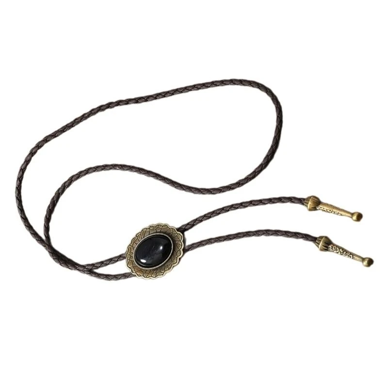 49MC Mens Vintage American Bolo Tie Western Metal Eagle Bird Stone Cowboy Hat Pendant Shirt Collar Necktie Jewelry Accessories