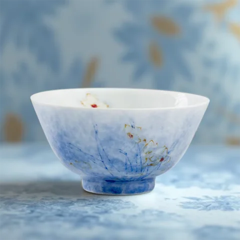 Ceramic Tea Cup Chinese Kungfu Teaware Vintage Blue Porcelain Exquisite Hand-Painted 80ml Office Home Drinkware Perfect Gift