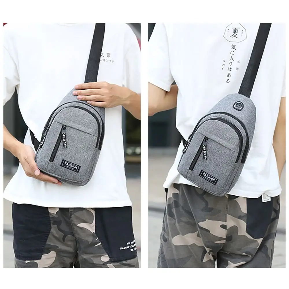 1Pcs Waterproof Chest Bag Double Layer with USB Port Messenger Bag Men\'s Fashion Trend Oxford Cloth Crossbody Shoulder Bag