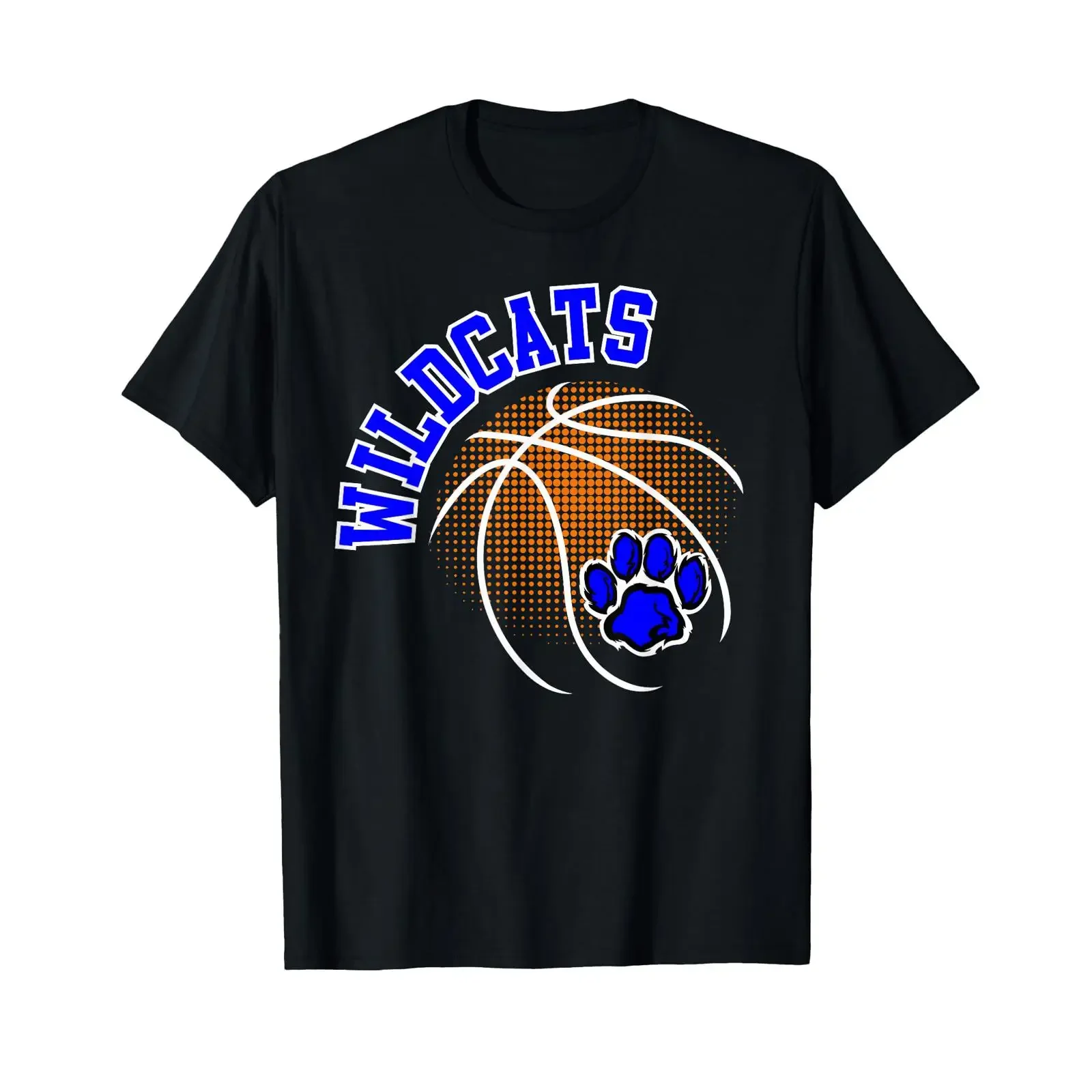 Wildcats Basketball School Spirit Blue Wildcat T Shirt vintage Washed streetwear graphic fashion designer clothes Casual
