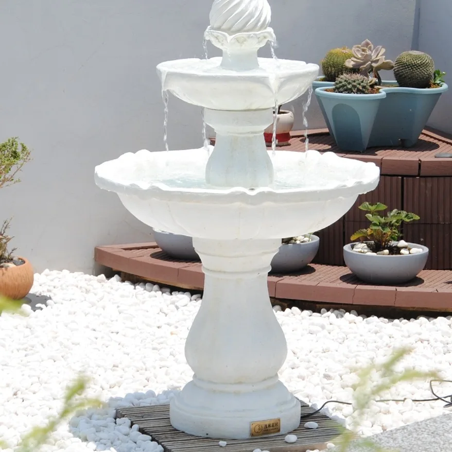 Solar fountain European garden circulating water flow ornament outdoor fish pond courtyard landscaping villa big wishing pond