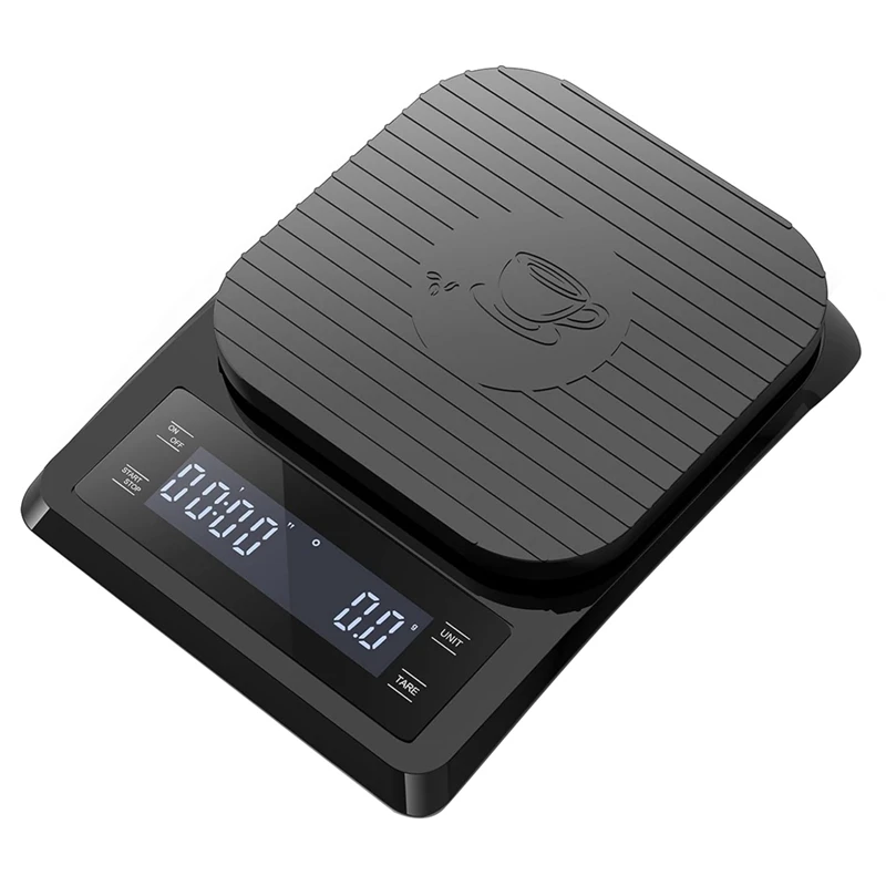 

1 PCS Digital Coffee Scale With Timer - Espresso Scale Black Plastic For Pour Over Drip Maker 0.1G High Precision Scale