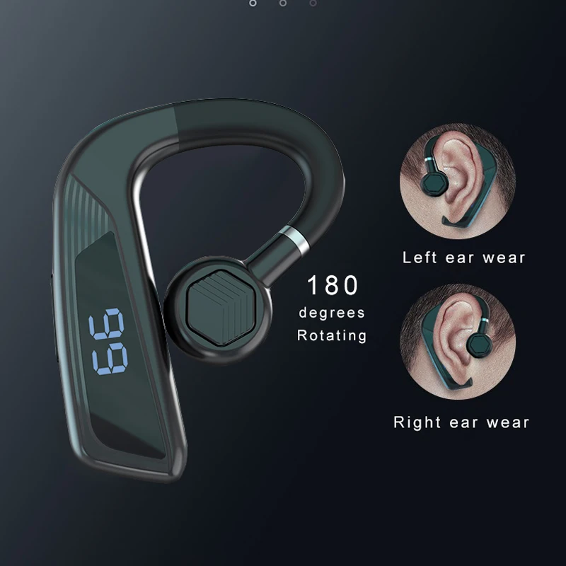 Sem fio Binaural Stereo Business Headset, condução óssea não está no ouvido Driving Earphones, bateria grande Touch Buttons