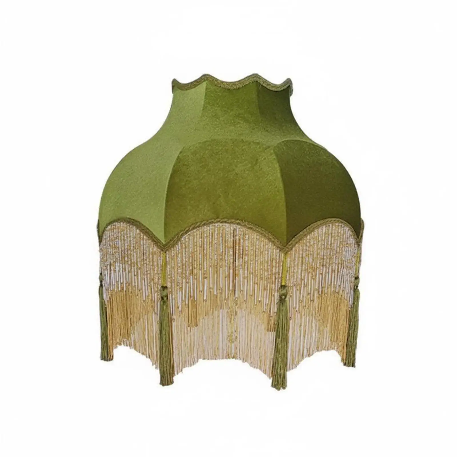 Fringe Detail Soft Velvet Lampshade Cover Fabric Floor Lamp Shade for Elegant Vintage Living Room Lighting