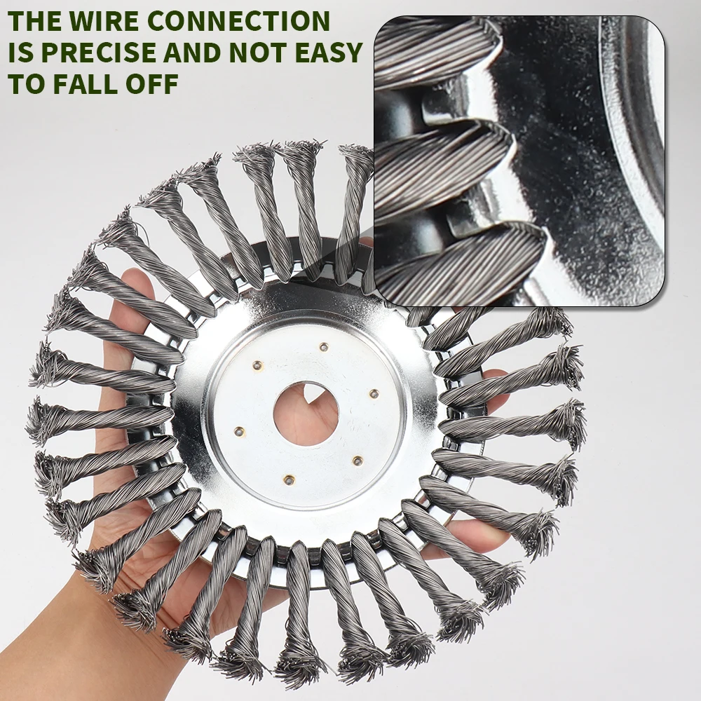 6/8 Inch Steel Wire Rotary Brush Cutter Trimmer Head Weeds Blade Compatible with String Trimmers for Moss Grass Rust Removal
