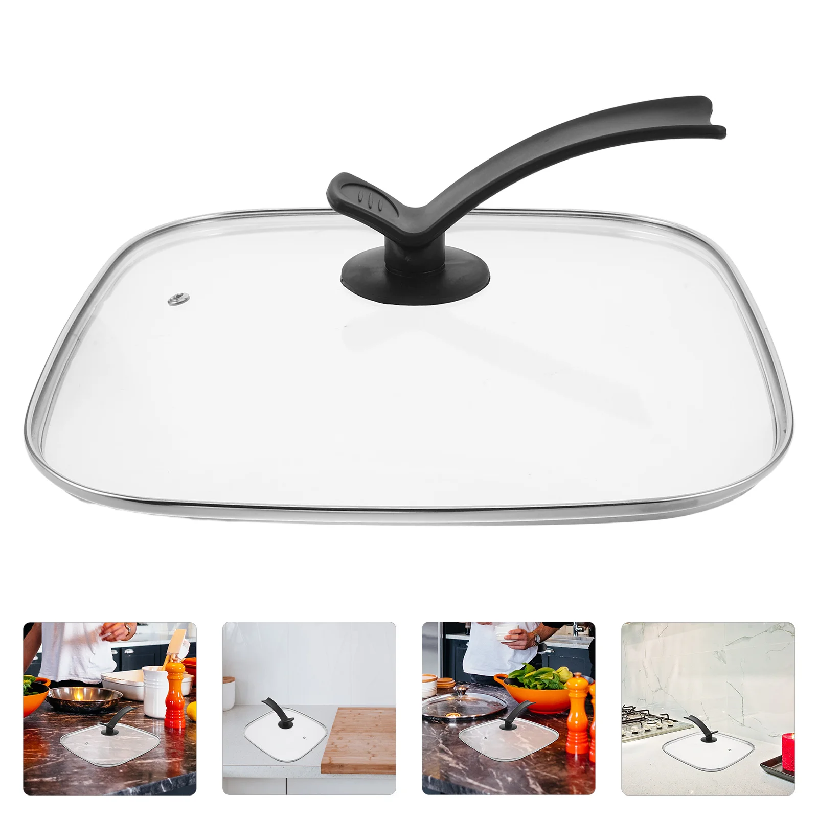 Tapa de vidrio cuadrada Universal para ollas, sartenes, sartenes, sartenes, 30cm X 30cm, tapa de olla de cocina templada, cubierta de repuesto para parrillas, Woks, vaporizador