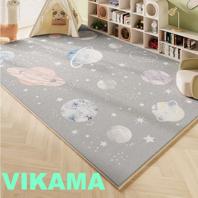 VIKAMA Crystal Velvet Cartoon Wind Baby Room Living Room Bedroom Baby Crawling Play Carpet Non-slip Cushioning Easy to Clean Rug