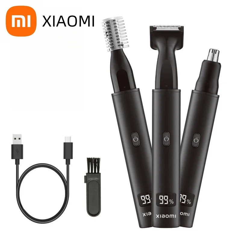 Новый электрический триммер для волос в носу Xiaomi 3 в 1, безболезненный перезаряжаемый для мужчин, машинка для стрижки волос, бакенбарды, брови, бритва для бороды, триммер