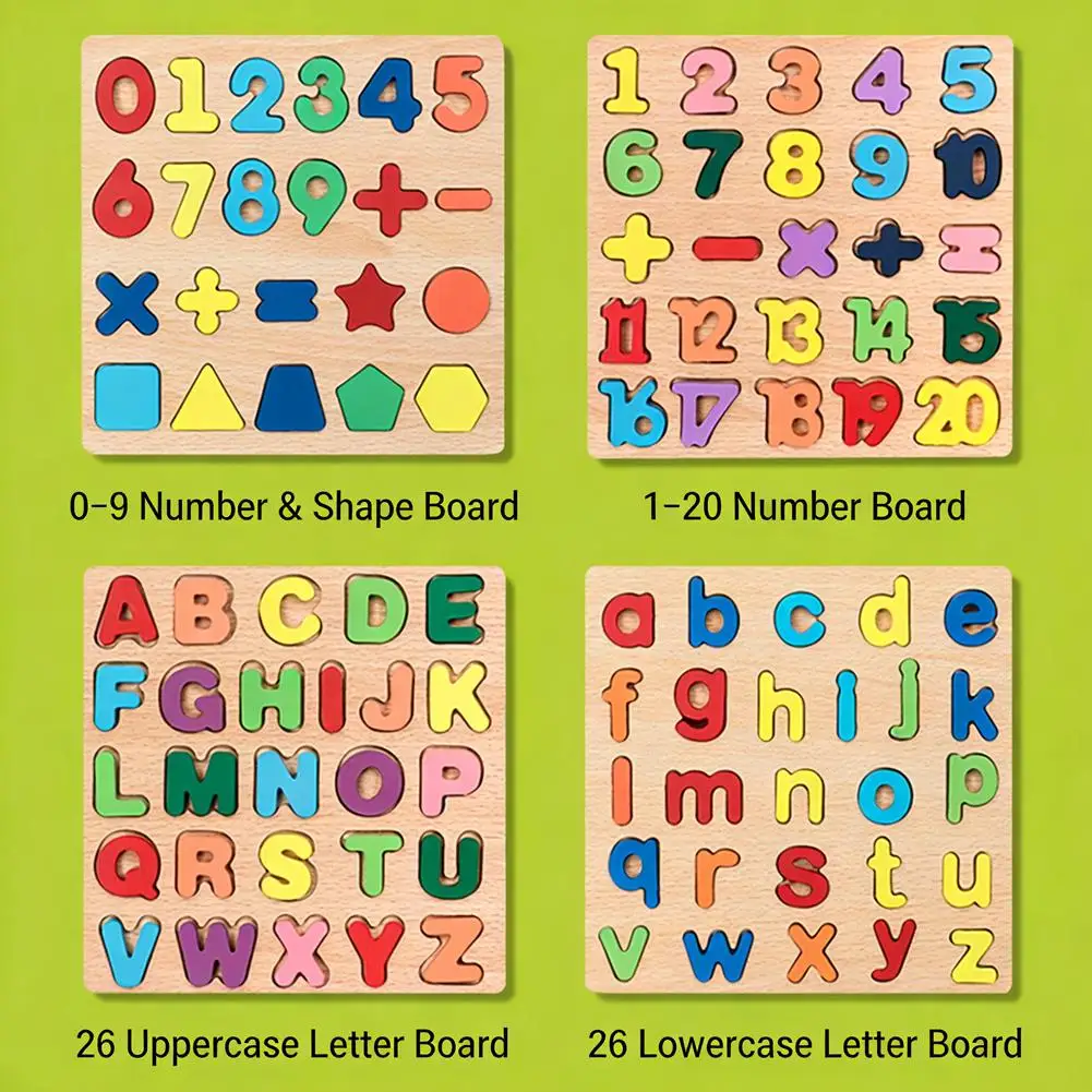 

Kids Alphabetic Arithmetic Number Geometric Shapes Wooden Puzzle Montessori Preschool Learning Educational Game Toy for Children