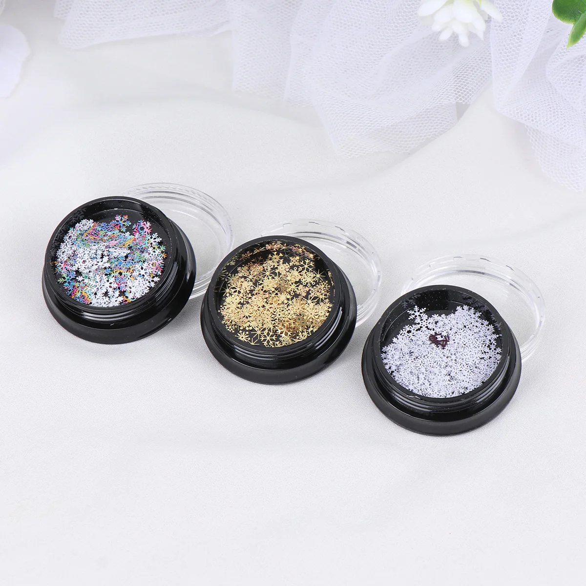 

3 Boxes Christmas Snowflake Colorful Nail Sequins DIY Nail Art Stickers Manicure Decals Holiday Events Home Manicure Decals