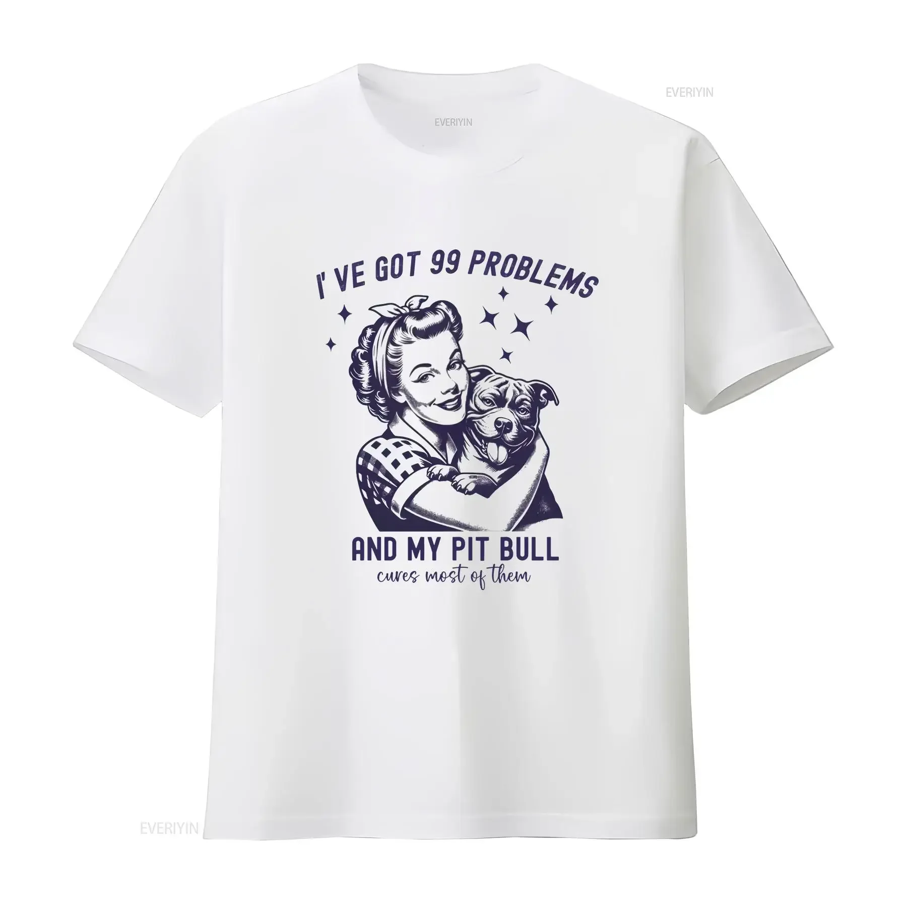 Camiseta feminina vintage e sarcástica para amantes de Pitbull, com estampa de Pitbull retrô e a frase 'T 99 problemas', engraçada, presente para mães e proprietárias de Pitbull.