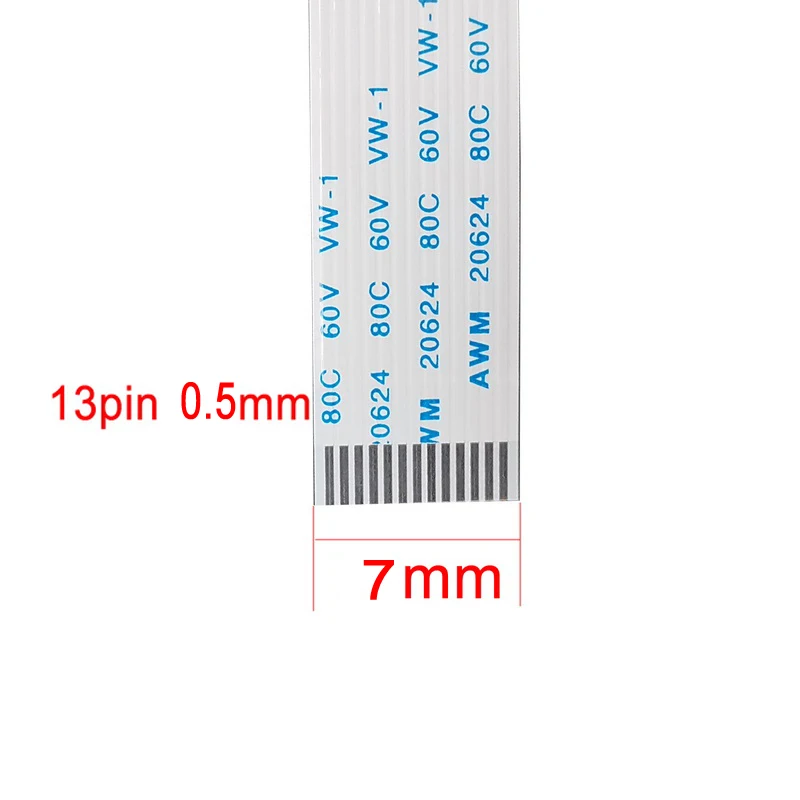 13Pin 0.5mm 피치 FFC FPC AWM 20624 80C 60V VW-1 A B 유형 플랫 플렉시블 케이블 60/100/150/200/250/300mm