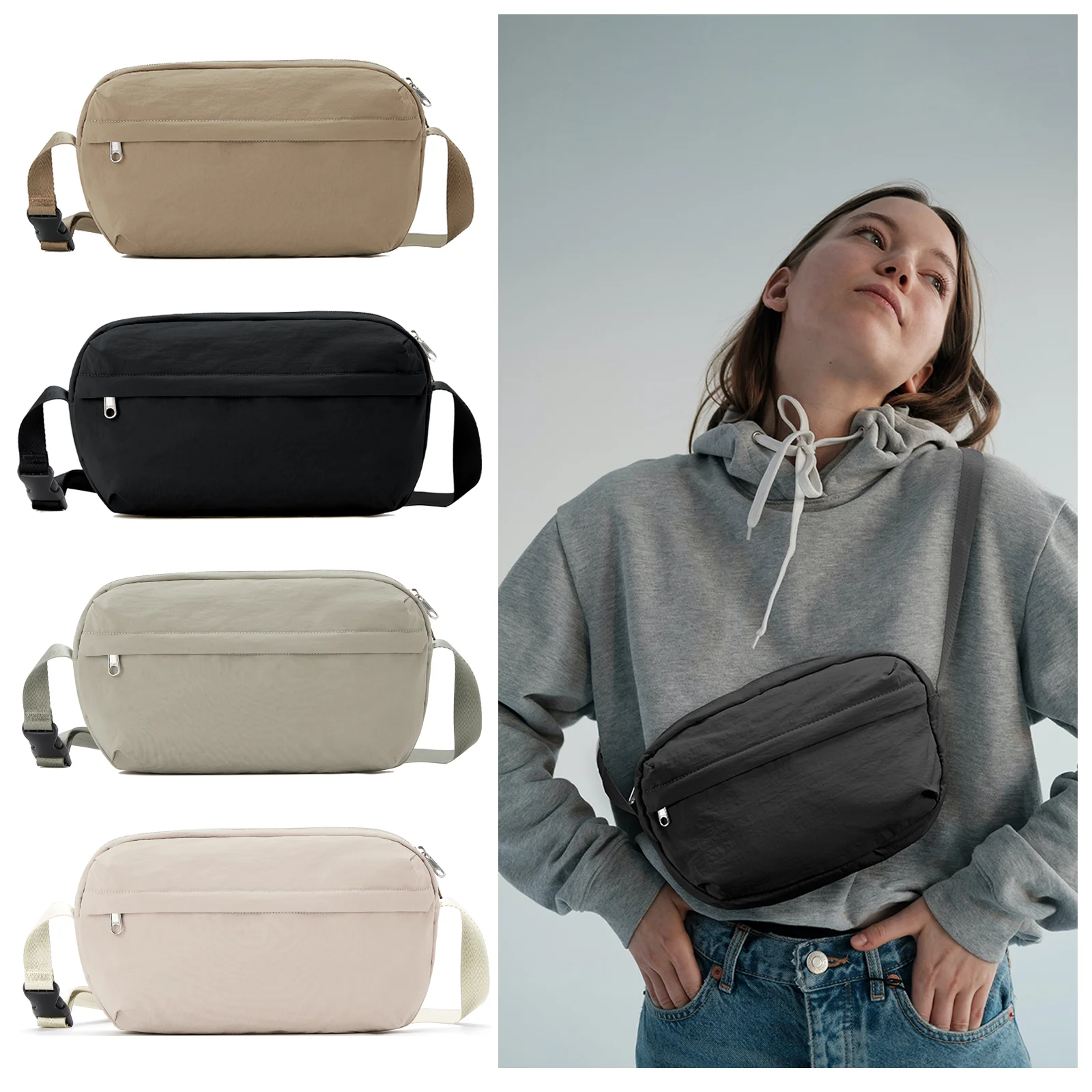 

Women's Cross Bag Gym Sports Running Waist Bag Waterproof Fanny Pack Functional Shoulder Bags Fashion Breast Bag Adjustable Belt