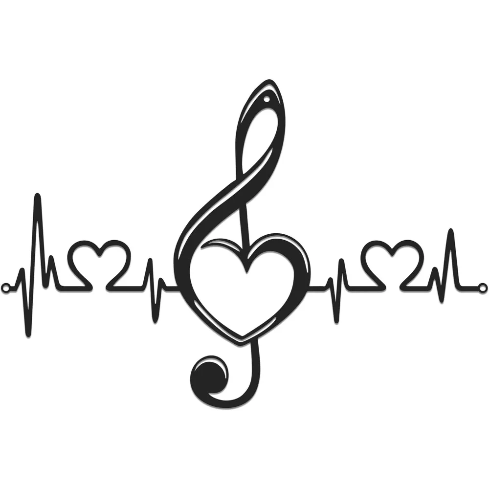 Music Note Heart Heartbeat Aluminum Wall Art Rustproof Weatherproof Indoor Outdoor Home Wall Decor for Bedroom Living Room