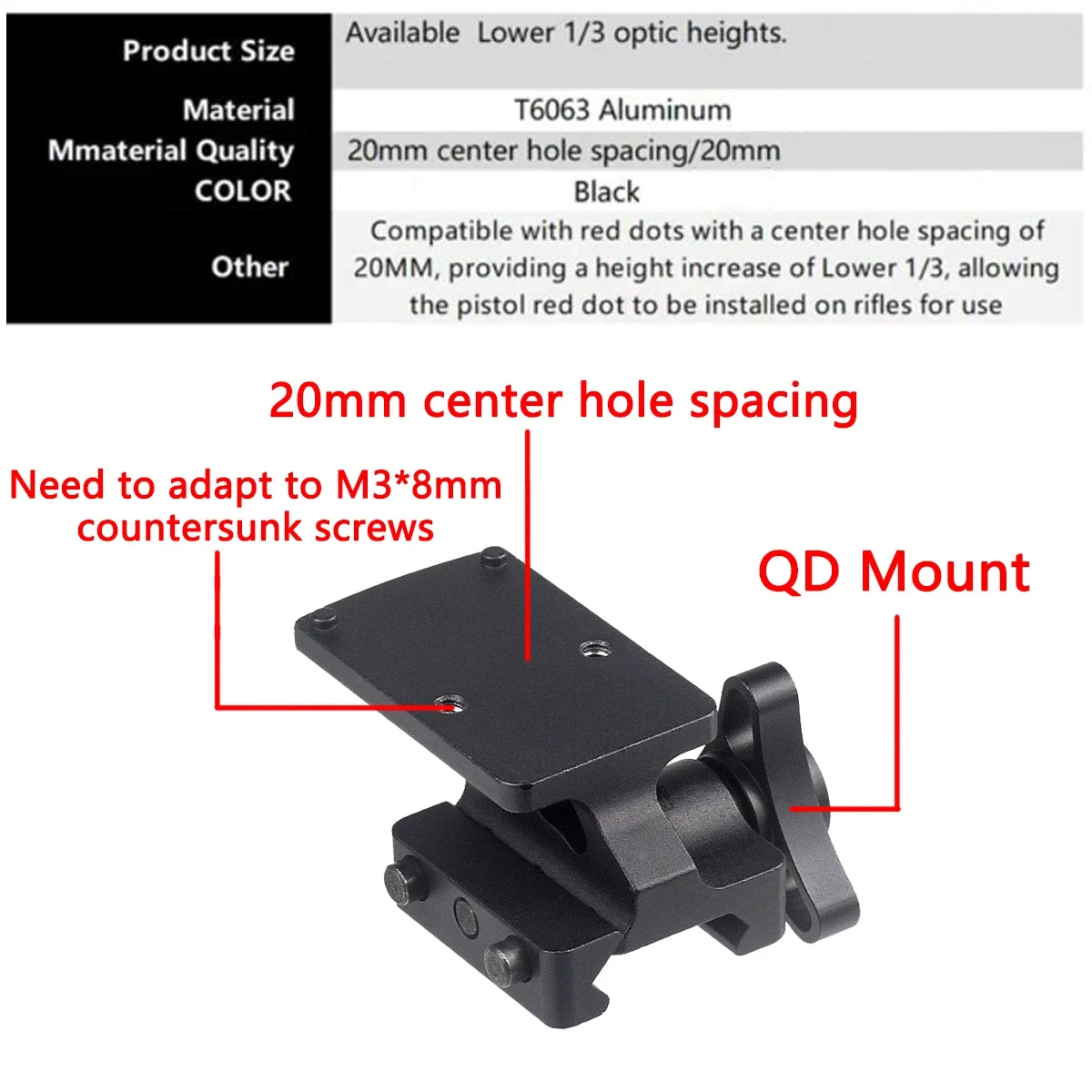 Tacticial RMR 20mm picatinny bariéra vychovat namontovat RMR hd červená tečka rychlý propuštění dolní 1.3 palec báze topologického prostoru hon GLOCK airsoftové příslušenství