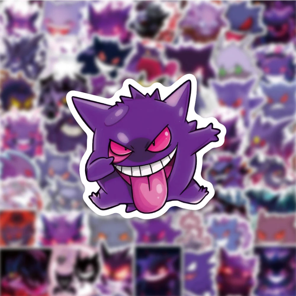 50 Stück Niedliche Gengar-Aufkleber DIY Motorrad Handy Skateboard Laptop PVC Wasserdichte Kinder-Spielzeug Graffiti Cartoon-Sticker