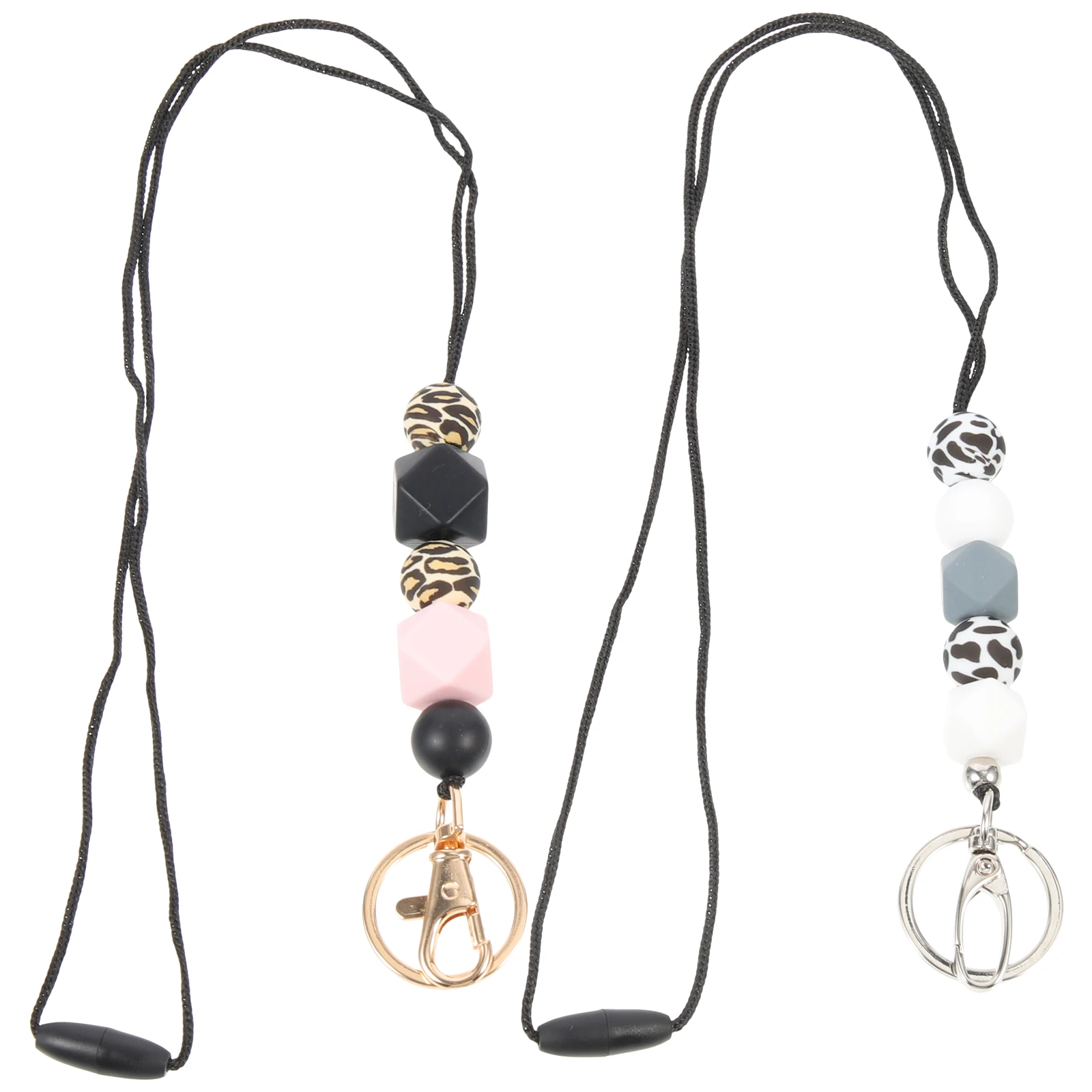 

2Pcs Anti loss Silicone Bead Lanyard Keychain Nylon Rope for Keys Badge Bright Color Comfortable Wear resistant